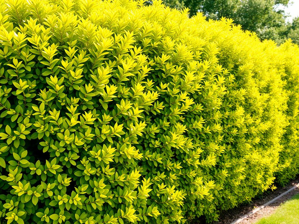 Golden privet hedge with bright yellow-green lime leaves