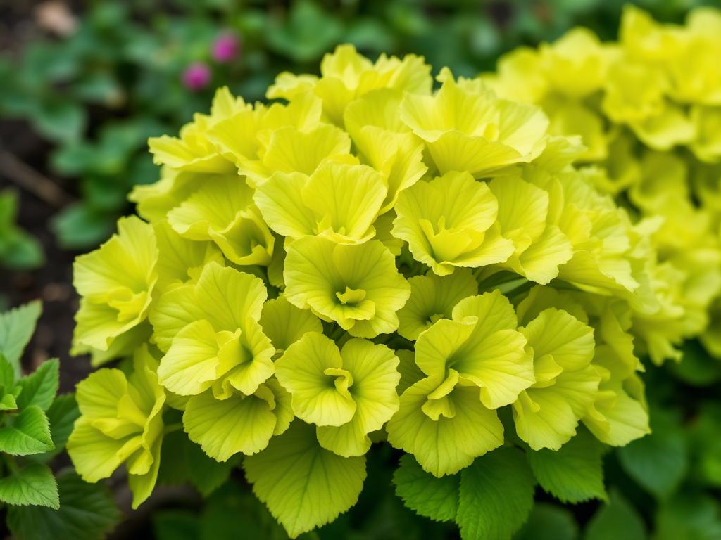 Heuchera Lime Marmalade with ruffled bright chartreuse lime green leaves