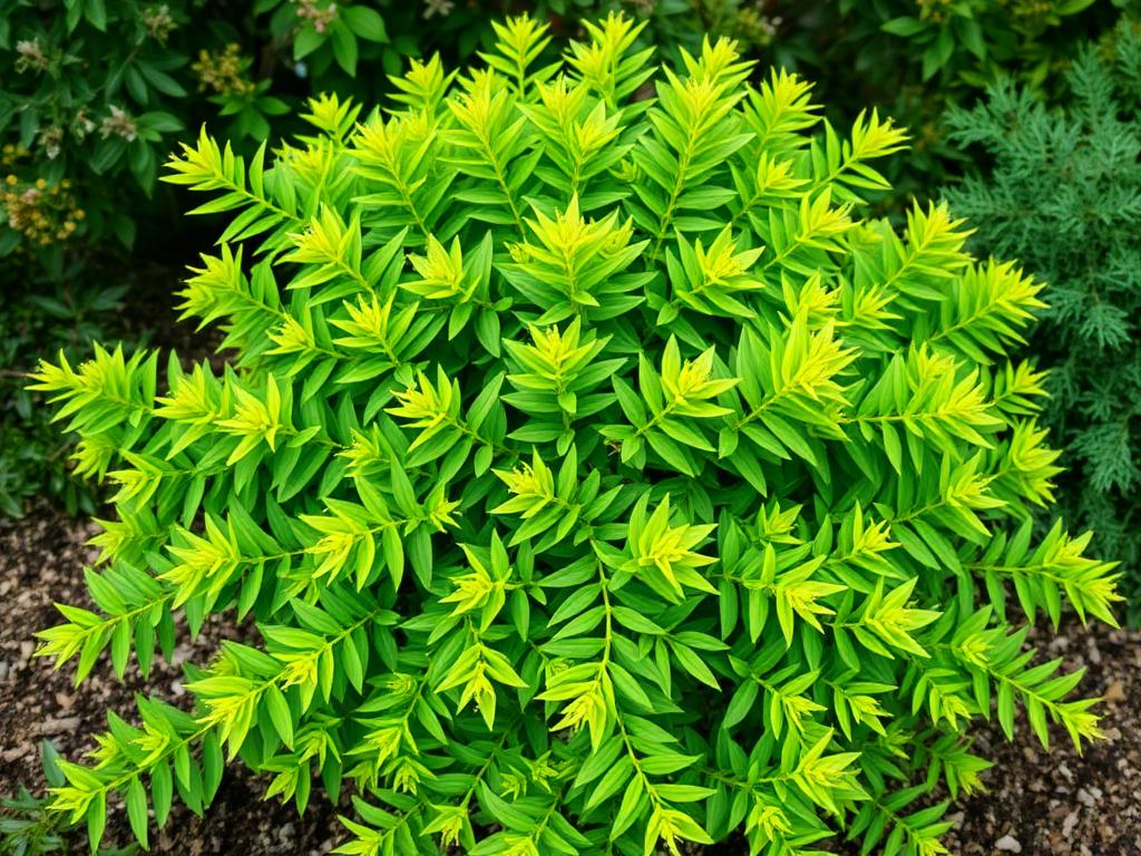 Nandina domestica Lemon Lime shrub with bright lime green pinnate foliage