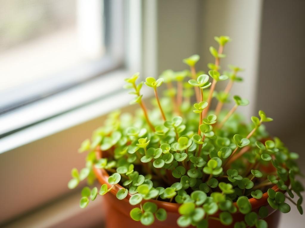 Soleirolia baby tears plant with tiny round bright green leaves