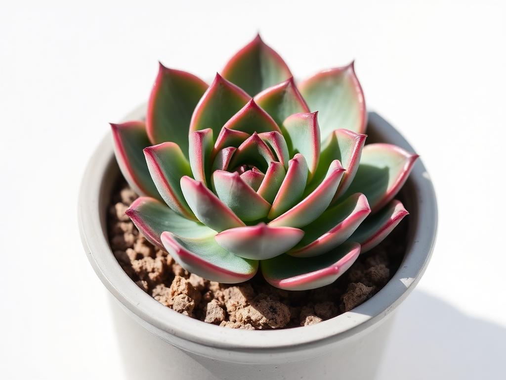 Haworthia succulent rosette with banded green leaves in a small pot