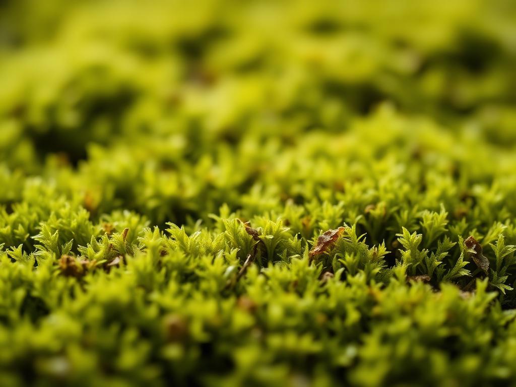 Close up of lush green sheet moss texture